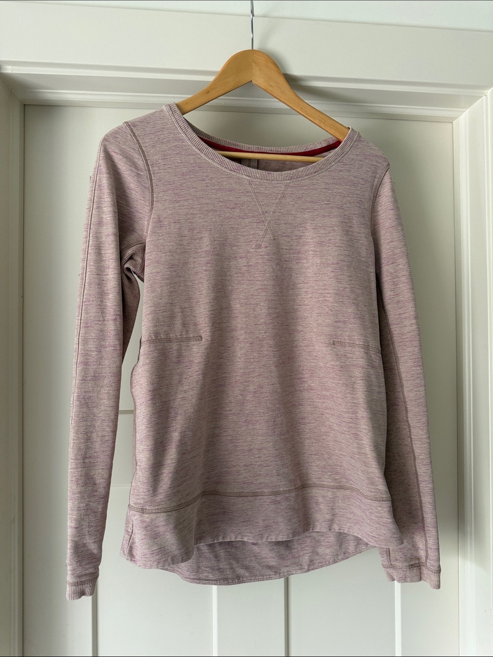 Women's Long-Sleeve Pullover Sweatshirt - Dusty Pink